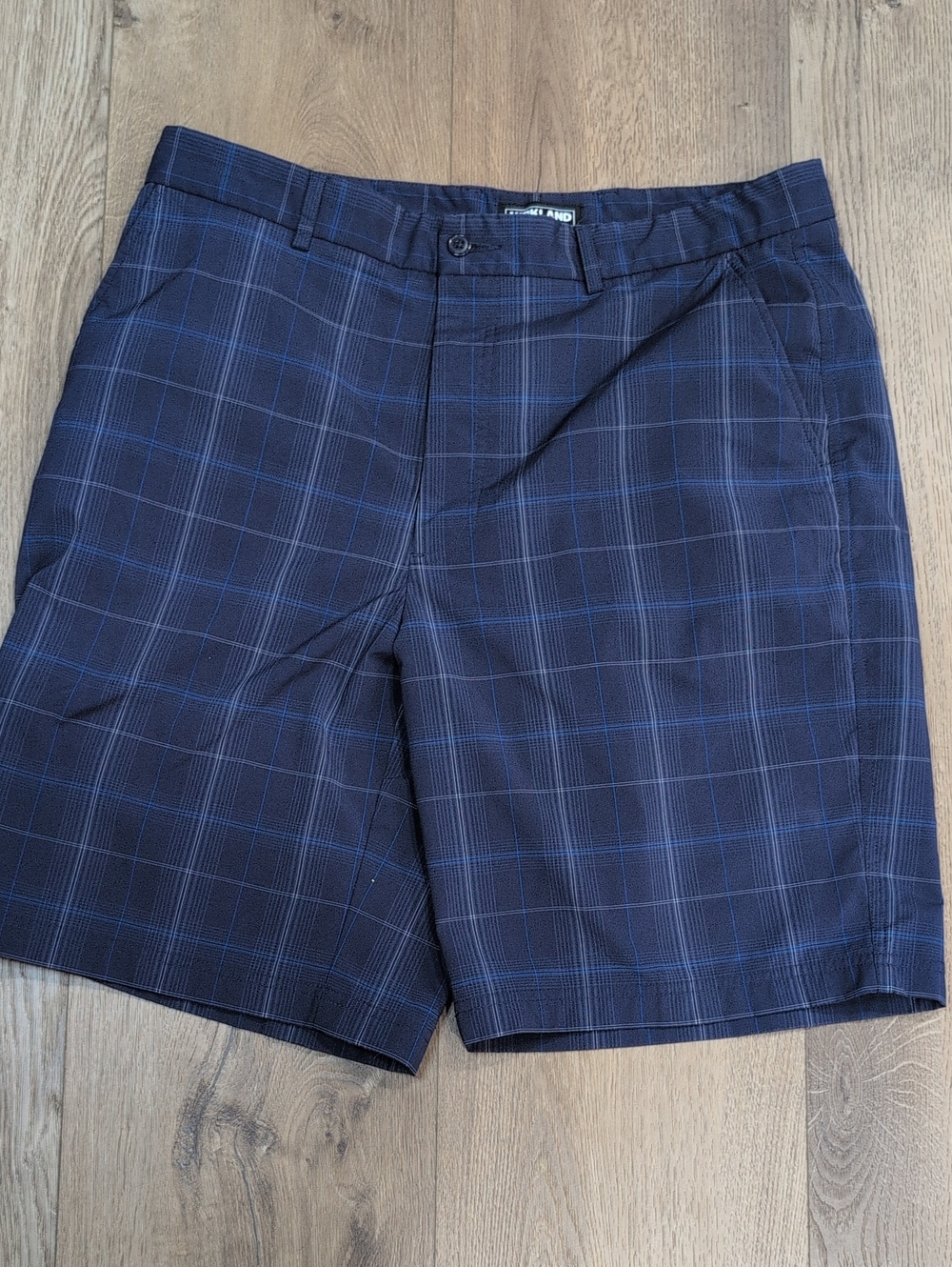 Kirkland Signature Navy Plaid Flat-Front Shorts